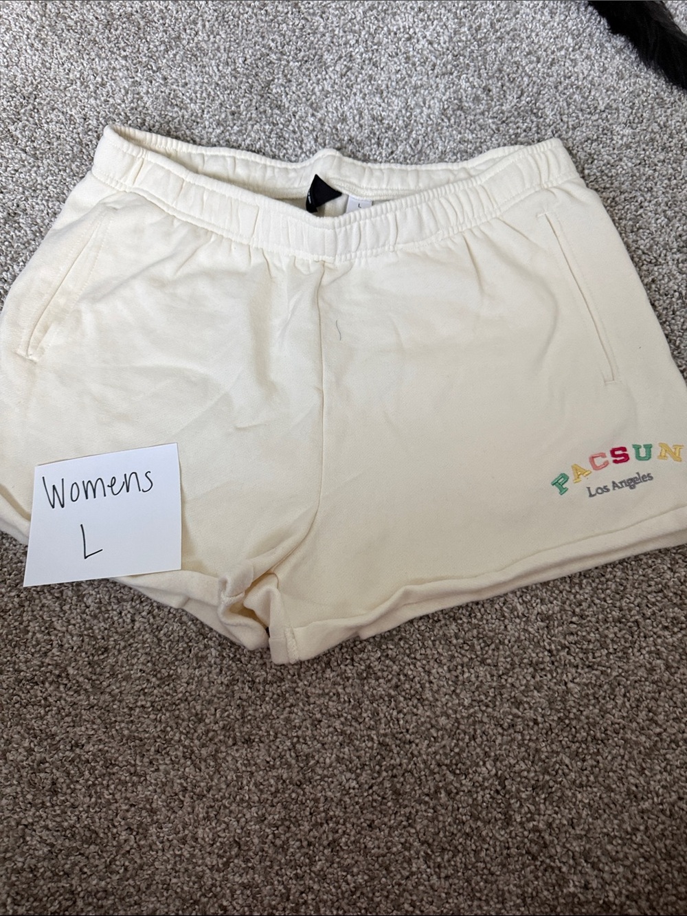 PacSun Cream Lounge Shorts with Rainbow Logo